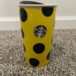 Starbucks Citron Yellow Black Dot Ceramic tumbler